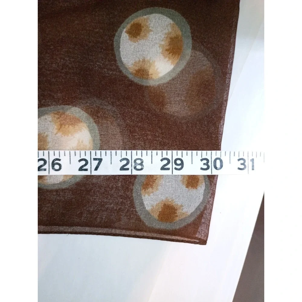 Amelia Jane Silk Chiffon Scarf Brown Ivory Polka‎ Dot Sheer Signed Women's